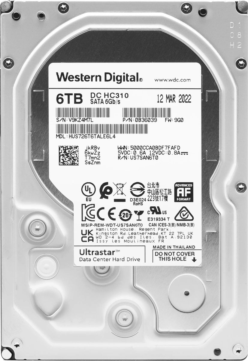 Жесткий диск WD Ultrastar DC HC310 HUS726T6TALE6L4,  6ТБ,  HDD,  SATA III,  3.5" [0b36039\0b36535]